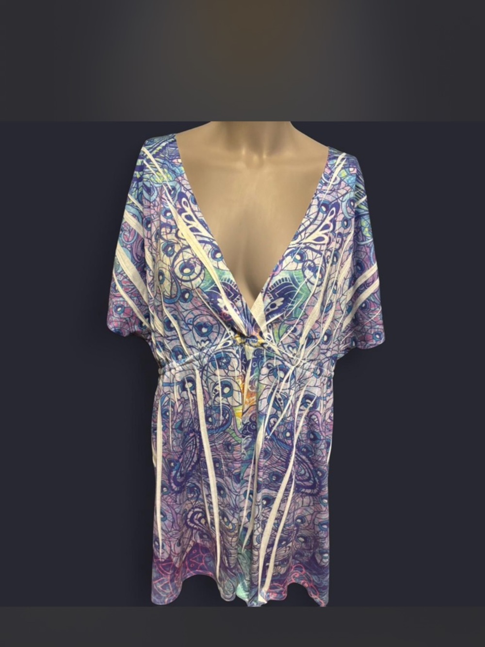 Catalina V-Neck Printed Tunic Dress/beach cover. Y2K. Like new. 3x